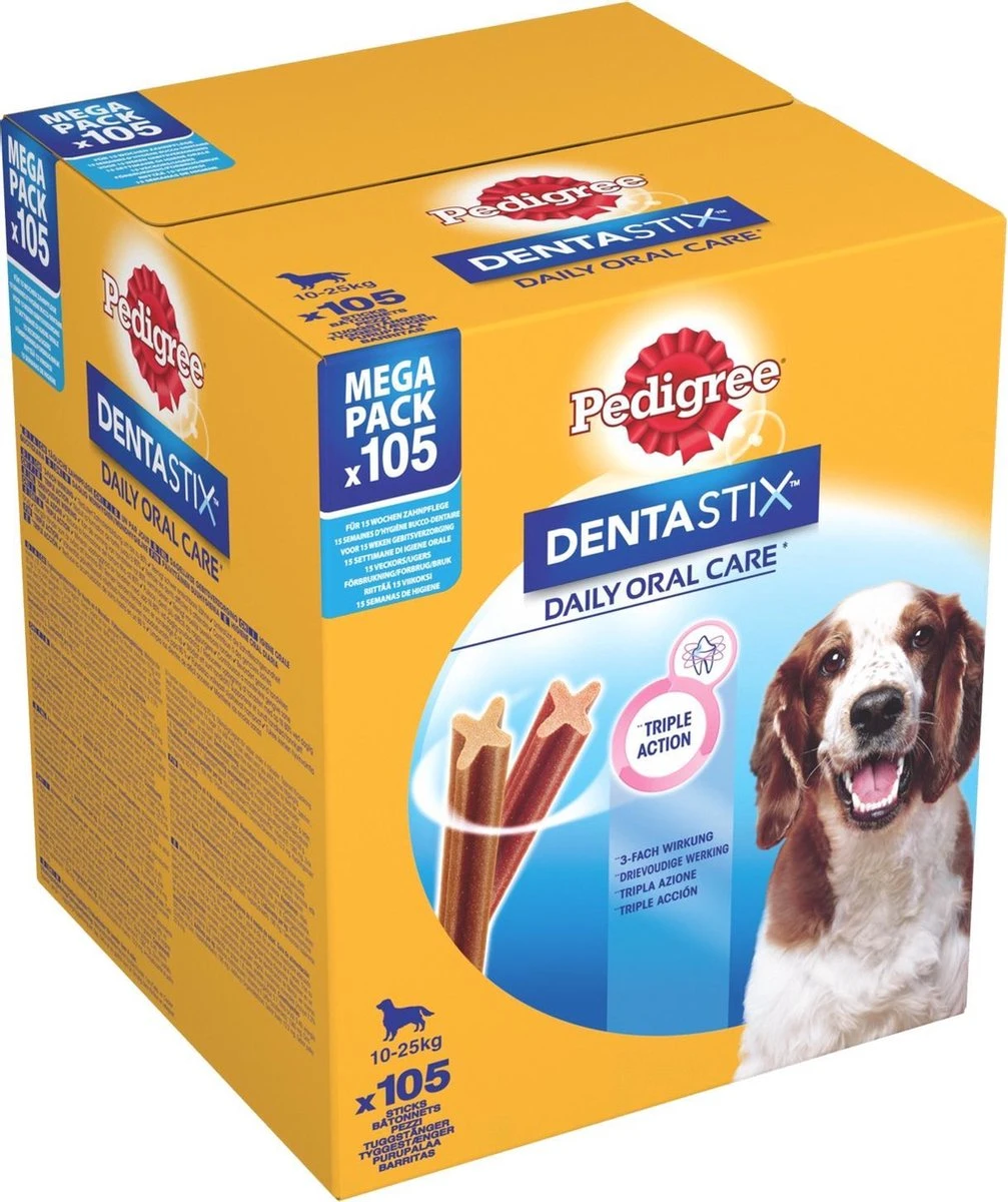 Pedigree Dentastix Kauwstaven - Gebitsverzorgende Hondensnacks - Medium - 105 Stuks - Afbeelding 2