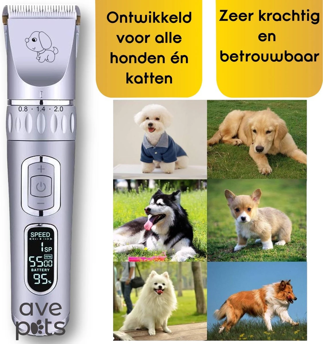 AVE Pets® Volledige Hondentondeuse Set Met Display - Draadloos Tondeuse - Scheerapparaat Voor Je Hond Of Kat - Huisdier Trimmer - Dierentondeuse - Dieren Verzorging - Afbeelding 7
