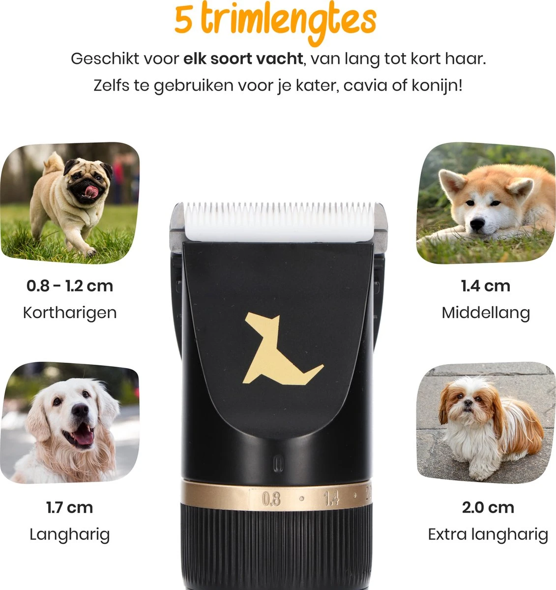 Loyalpetclub® Professionele 2-in-1 Hondentondeuse Voor Dikke Vacht – Draadloze Honden Tondeuse & Hondentrimmer – Stille Tondeuse Katten & Honden Trimset - Inclusief Opbergtasje - Afbeelding 7