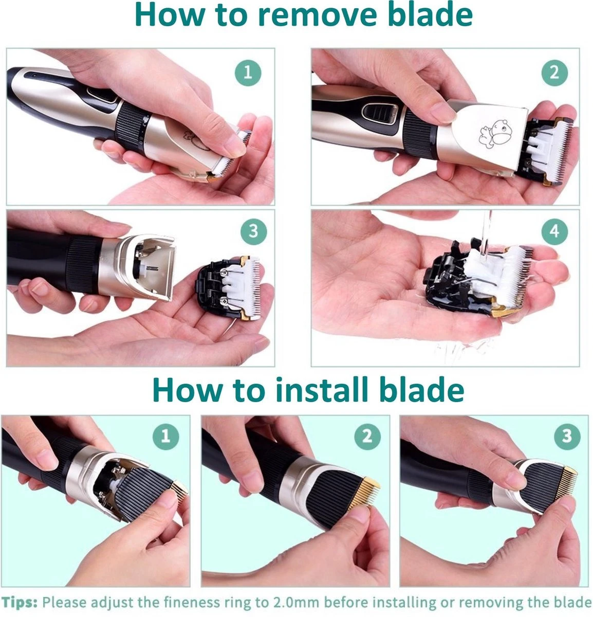 Merkloos Professionele Dierentondeuse - Scheerapparaat Voor Honden En Katten - Trimmer - 4 Opzetstukken - Oplaadbaar - Draadloos - Stil - Verschillende Haar En Vachtlengtes - Haartrimmer - Hondentrimmer - Honden Trimmer - Honden Knippen - Haren Knippen - Afbeelding 3