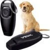 VEDIC® - Luxe Clicker Met Fluit - Clickertraining Voor Honden - Zwart - Bevestigingsring - Fluit - Hondentraining