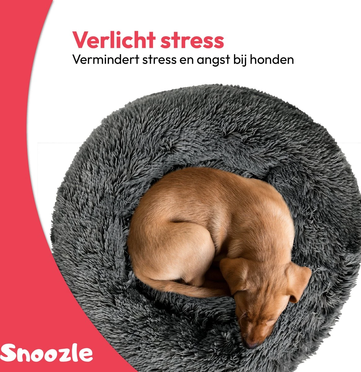 Snoozle Donut Hondenmand - Zacht En Luxe Hondenkussen - Wasbaar - Fluffy - Hondenmanden - 50cm - Grijs - Afbeelding 7