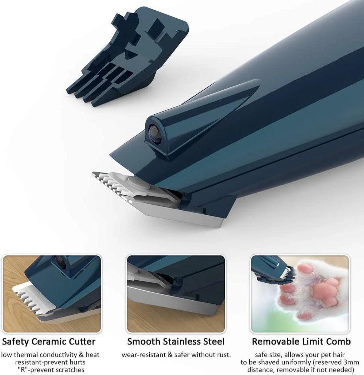 Buxibo Professionele Dieren Tondeuse Set - Tondeuse + Schaar - Voor Huisdieren Honden & Katten - Draadloos - Oplaadbare Pet Trimmer - Precieze Clipper - Low Noise - Afbeelding 2