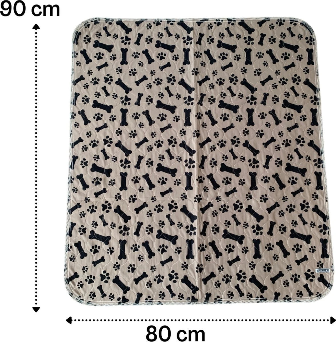 Sharon B - Puppy Training Pad - Plasmat - Beige Met Botjesprint - 80x90 Cm - Hondentoilet - Herbruikbaar - Wasbaar - Afbeelding 10