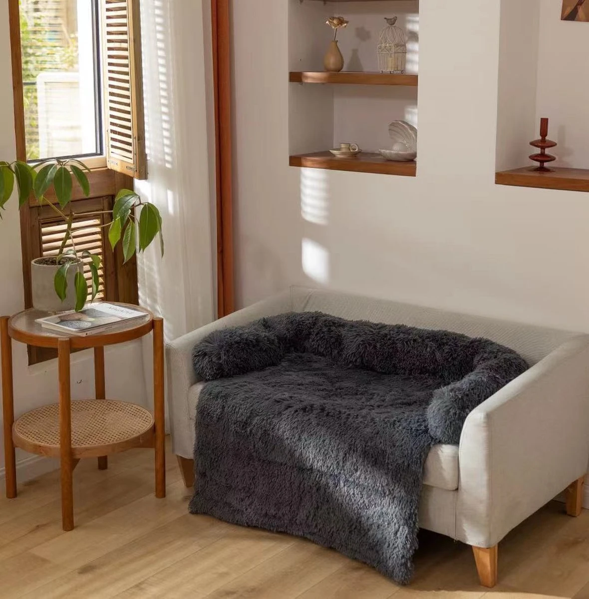 Zootic Fluffy Hondenkussen Hondenmand Hondenbed - Grijs 100 X 90 Cm - Afbeelding 7