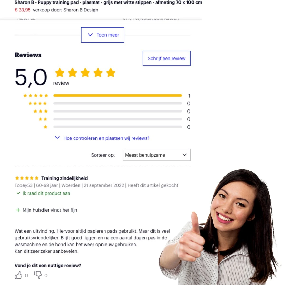 Sharon B - Puppy Training Pad - Plasmat - Beige Met Botjesprint - 80x90 Cm - Hondentoilet - Herbruikbaar - Wasbaar - Afbeelding 9