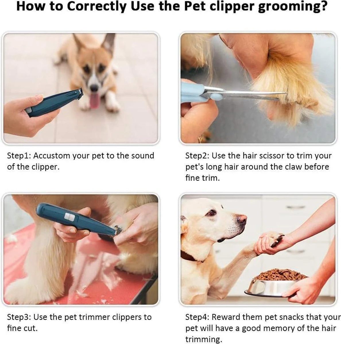 Buxibo Professionele Dieren Tondeuse Set - Tondeuse + Schaar - Voor Huisdieren Honden & Katten - Draadloos - Oplaadbare Pet Trimmer - Precieze Clipper - Low Noise - Afbeelding 8