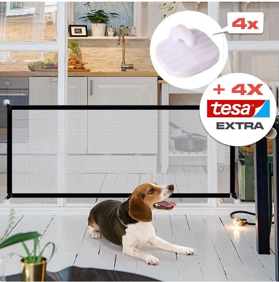 Merkloos ACE Pets – Oprolbaar Hondenrek Voor Binnen - Traphekje Hond Zonder Boren - Veiligheidshek Deurhekje - 180 X 72 Cm - Zwart - Afbeelding 9