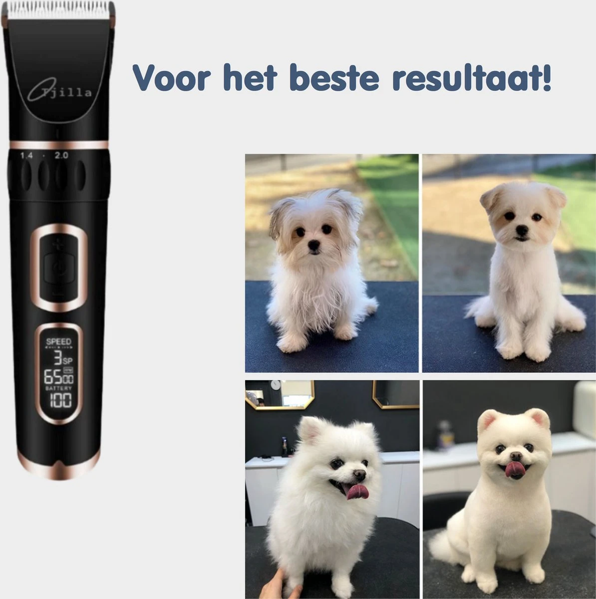Tjilla Professionele Dieren/honden Tondeuse Set Extra Krachtig - Honden Trimmer - Lang Of Kortharige Huisdieren Katten & Honden - Draadloos - Weinig Geluid - Afbeelding 4