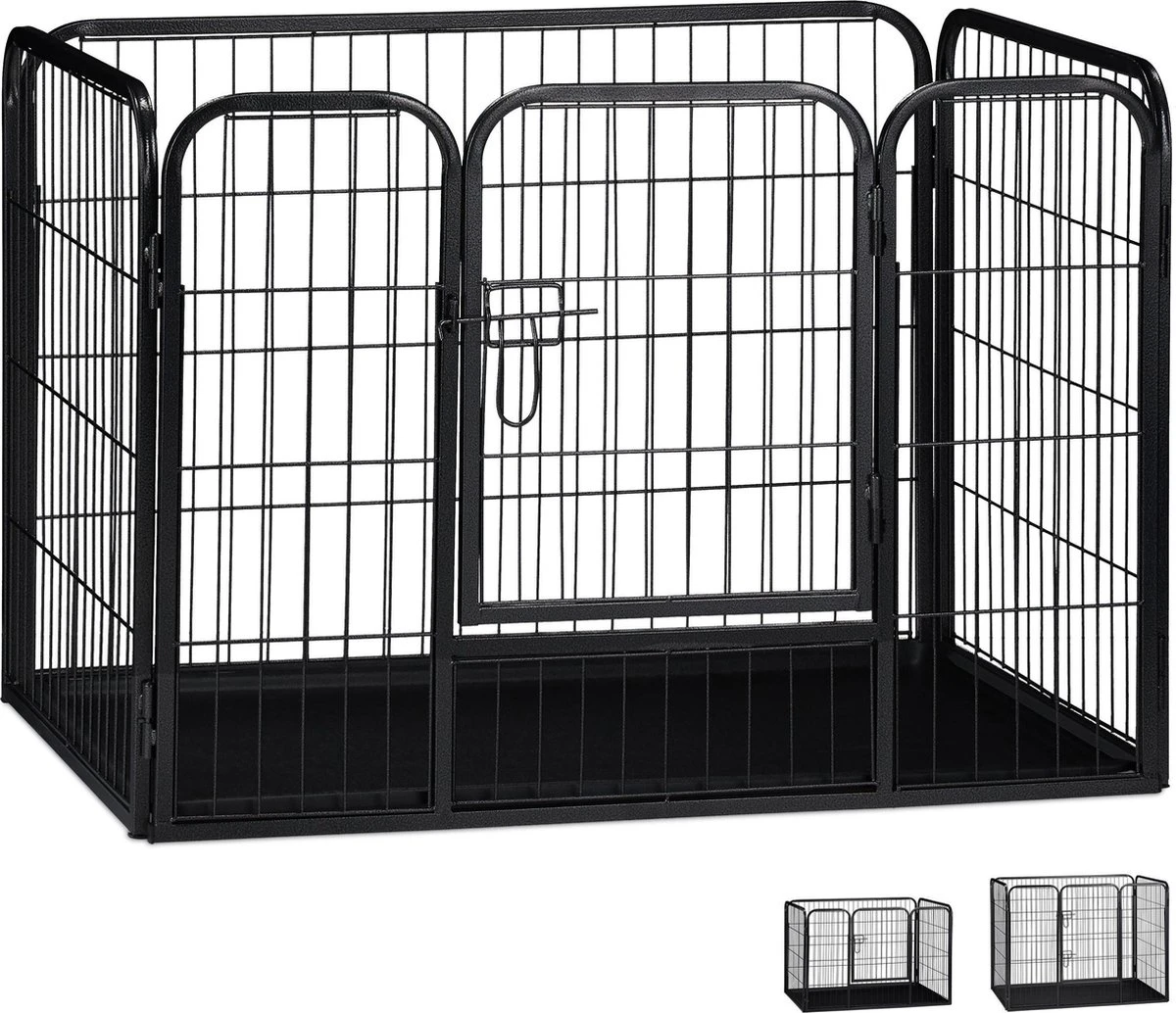 Relaxdays Puppyren - Hondenren - Puppykennel - Konijnenren - Bodem - Metaal - Div. Grootte - M