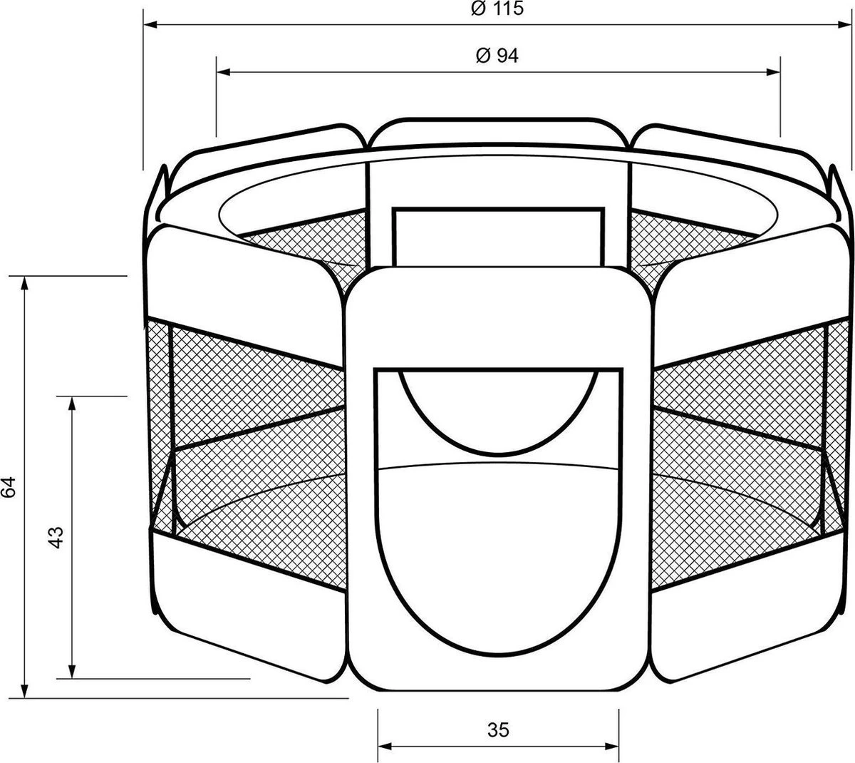 Opvouwbare Puppyren - Puppytent - 115 X 115 Cm - Gratis Drinkbak En Draagtas - Afbeelding 2
