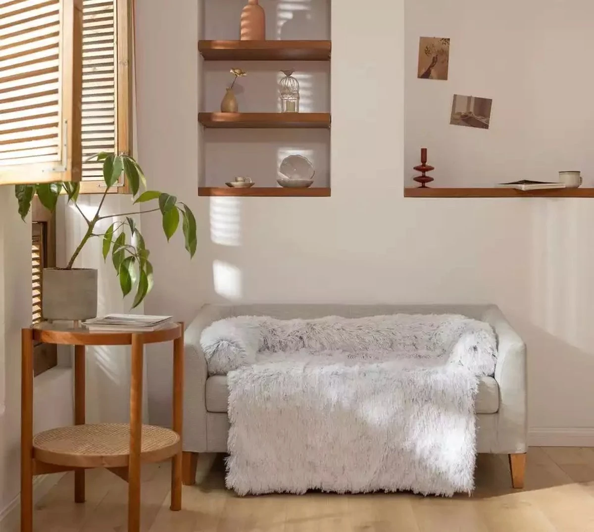 Quzi Hondenkussen Voor Bank - Fluffy Hondendeken - Bankbescherming Hond - 85x85cm - Afneembare Hoes - Afbeelding 7