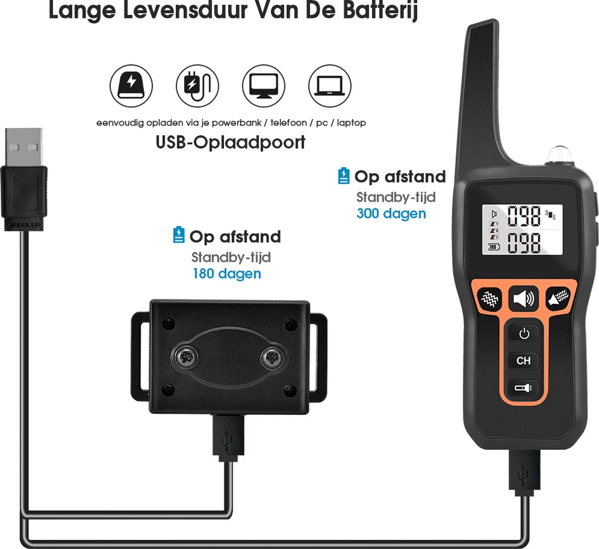 Anti Blafband EN Trainingshalsband In 1 - UNIEK SYSTEEM - 1000m Bereik - 100 Levels - Trainingsband - Antiblafband - Geluid En Vibratie/trilling - Grote En Kleine Honden - Waterdicht - Incl. E-book - Afbeelding 3