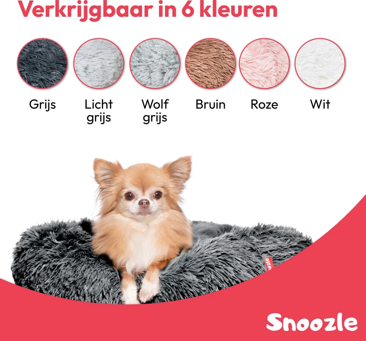 Snoozle Donut Hondenmand - Zacht En Luxe Hondenkussen - Wasbaar - Fluffy - Hondenmanden - 50cm - Grijs - Afbeelding 6