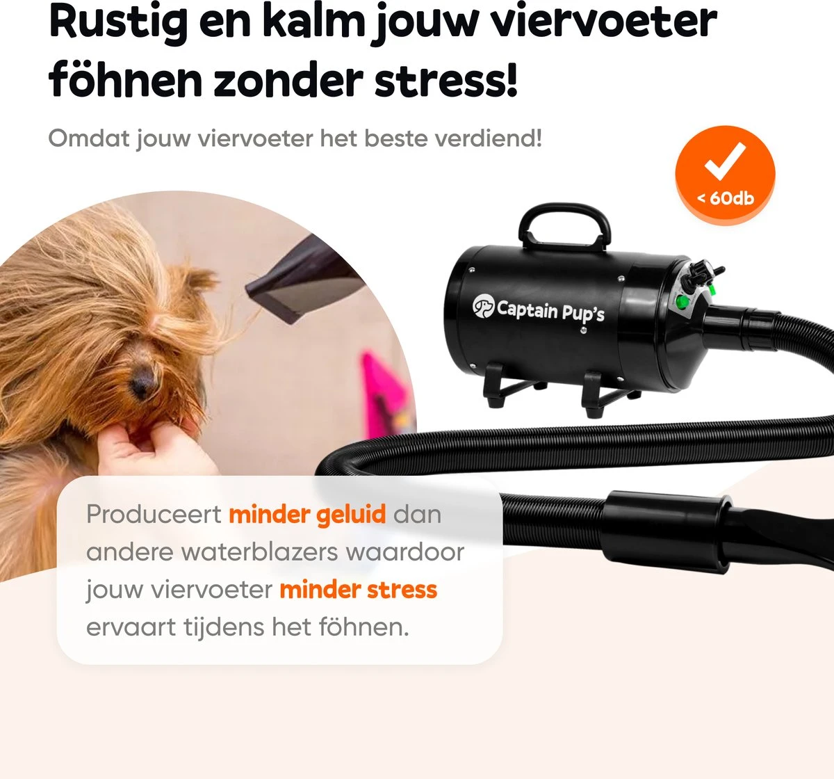 Captain Pup's Professionele Hondenföhn Met 4 Opzetstukken - Bijgeleverde Hondenborstel - Waterblazer Voor Honden - Zwart - Afbeelding 5