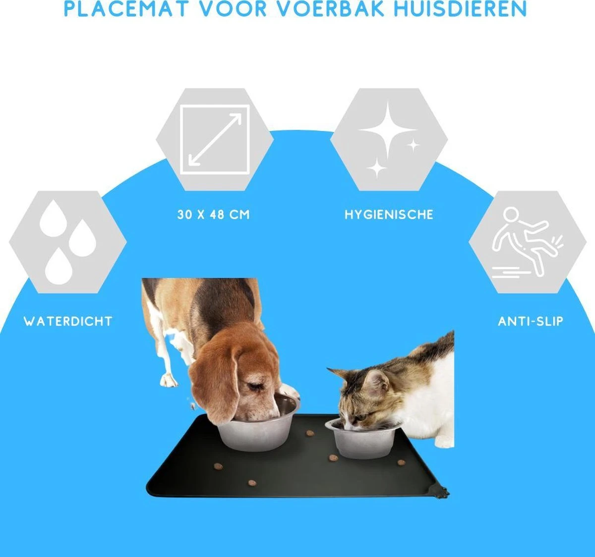 Winkrs - Placemat Voor Voerbak Van Hond Of Kat Huisdieren - Zwart Siliconen Waterdicht - Afbeelding 4