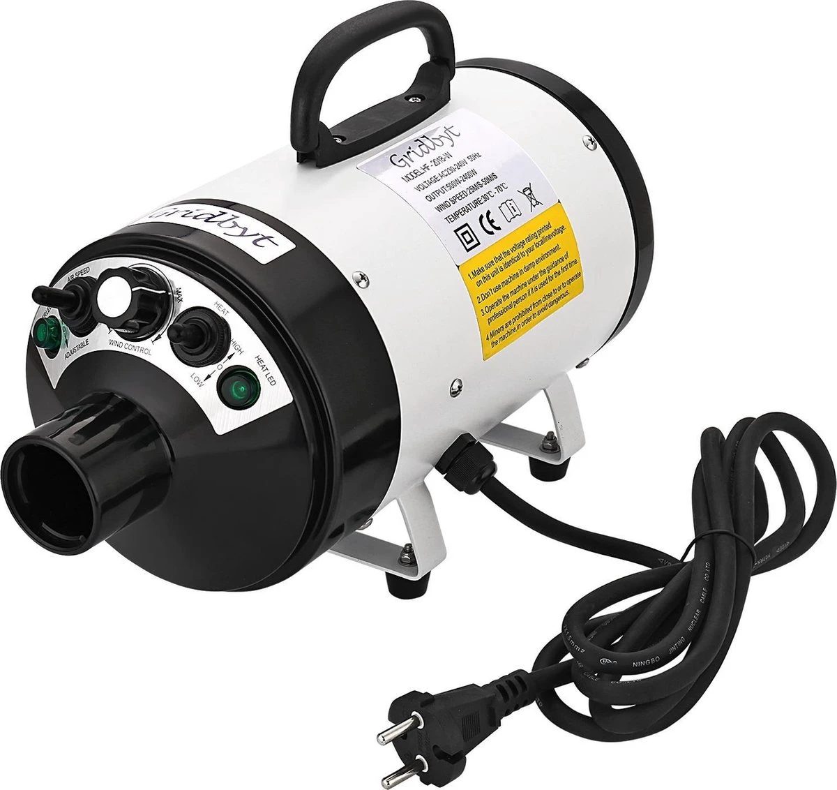 Gridbyt Professionele Hondenföhn – Waterblazer Voor Honden – Voor Een Mooie Vacht – Wit - Afbeelding 2