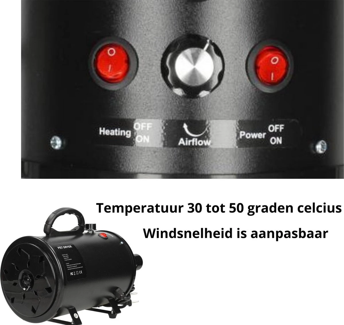 Forgoods Professionele Hondenfohn - Waterblazer Voor Honden - Hondenfohn Met 4 Opzetstukken - 2800W Verstelbaar Vermogen - Roze - Afbeelding 9