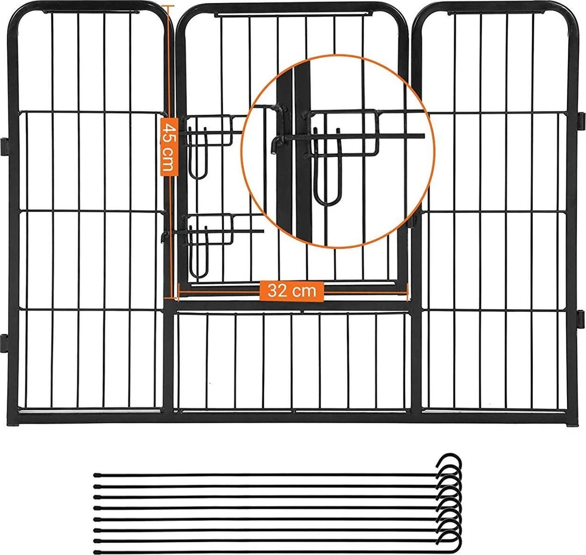 Transformeerbare Hondenren - Dieromheining Van 60 Cm Hoog En 210 Cm Diagonaal - Zwart - Afbeelding 7