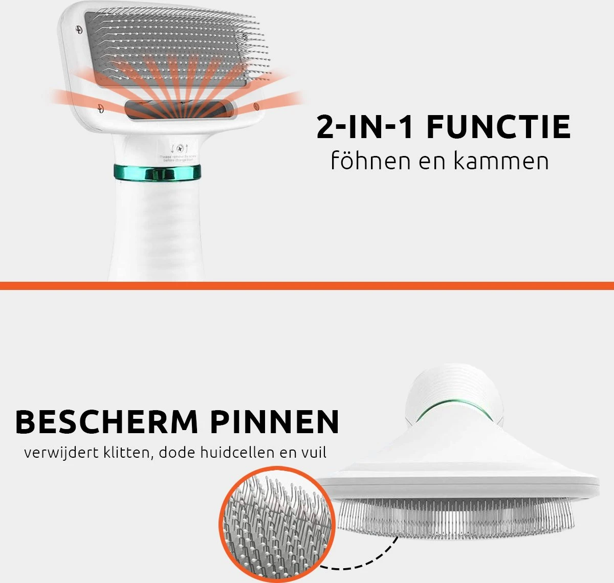 PetGoods 2-in-1 Hondenföhn – Föhn & Borstel - Honden & Katten - Low Noise - Afbeelding 3