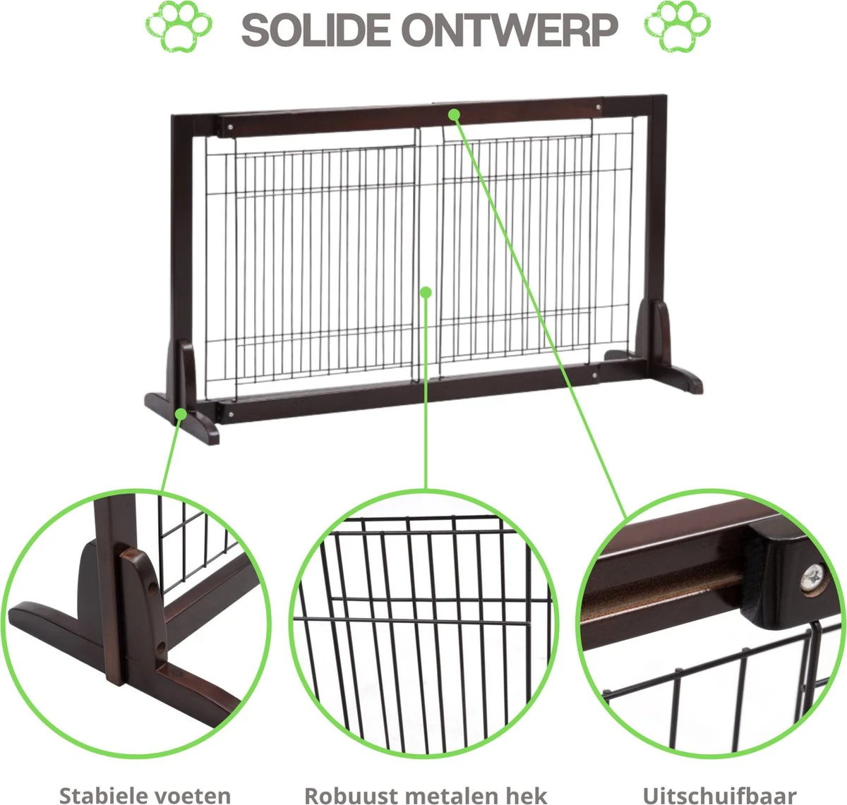 Hondenhek - Traphekje Hond - Traphekje Zonder Boren - Traphekje - BxH 161-97 X 53 Cm - Koffiebruin - Afbeelding 2