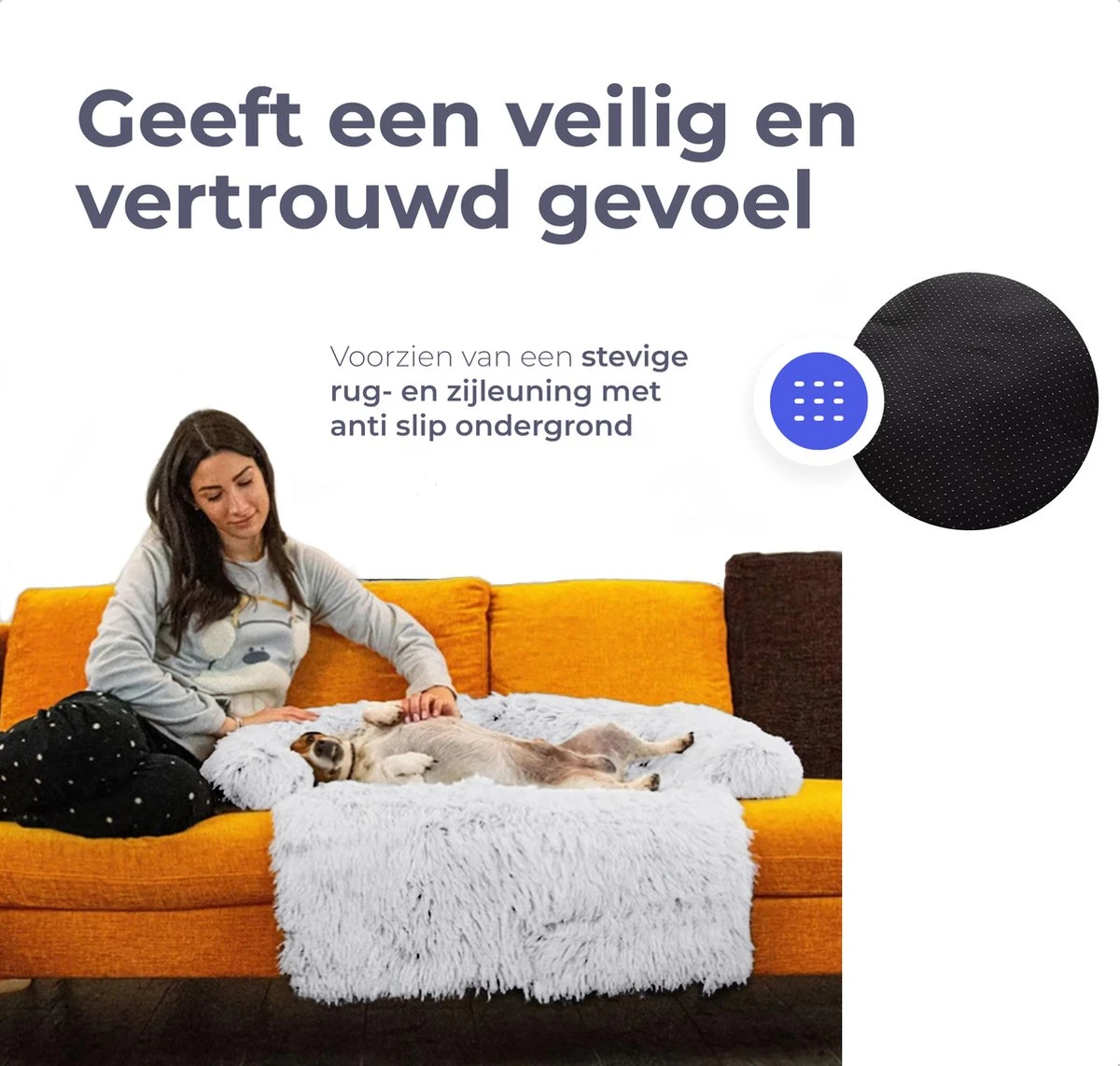 Quzi Hondenkussen Voor Bank - Fluffy Hondendeken - Bankbescherming Hond - 85x85cm - Afneembare Hoes - Afbeelding 3