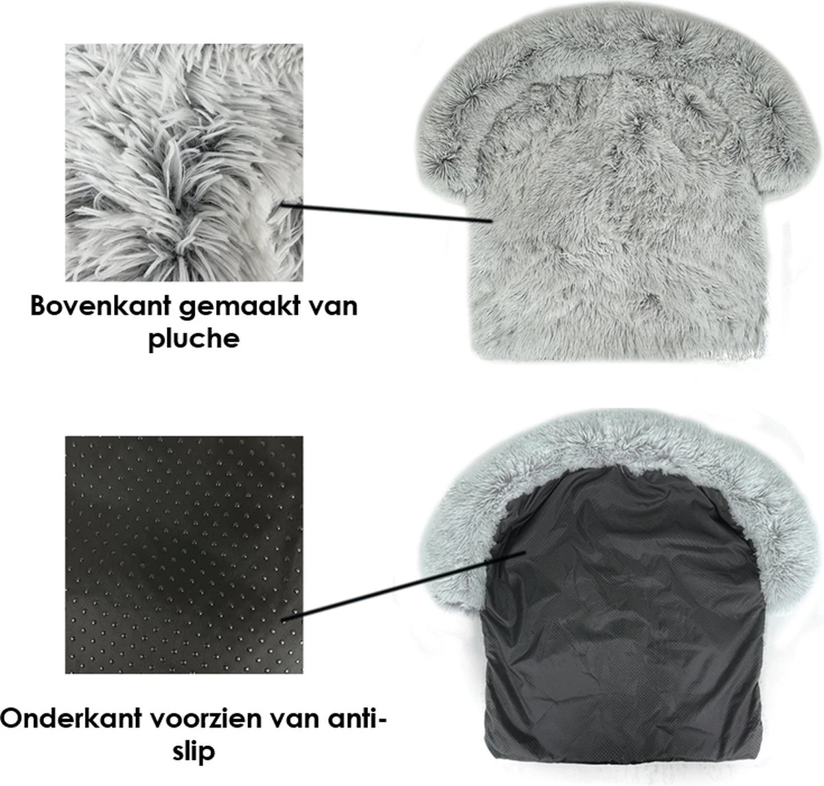 Zootic Fluffy Hondenkussen Hondenmand Hondenbed - Grijs 100 X 90 Cm - Afbeelding 2