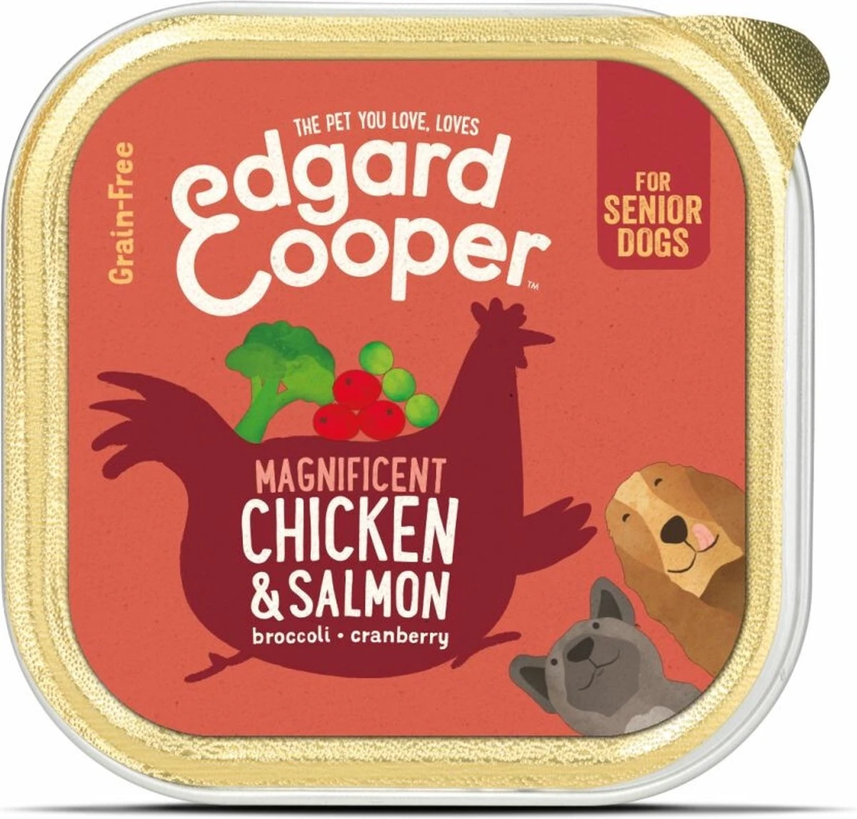 11x Edgard & Cooper Kuipje Vers Vlees Senior Hondenvoer Kip - Zalm 150 Gr