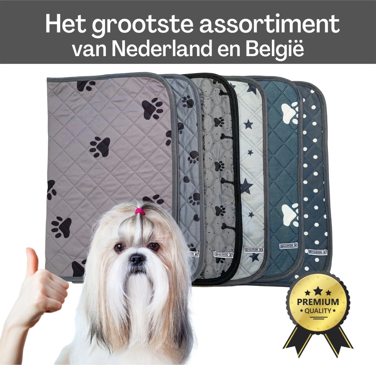 Sharon B - Puppy Training Pad - Plasmat - Beige Met Botjesprint - 80x90 Cm - Hondentoilet - Herbruikbaar - Wasbaar - Afbeelding 7
