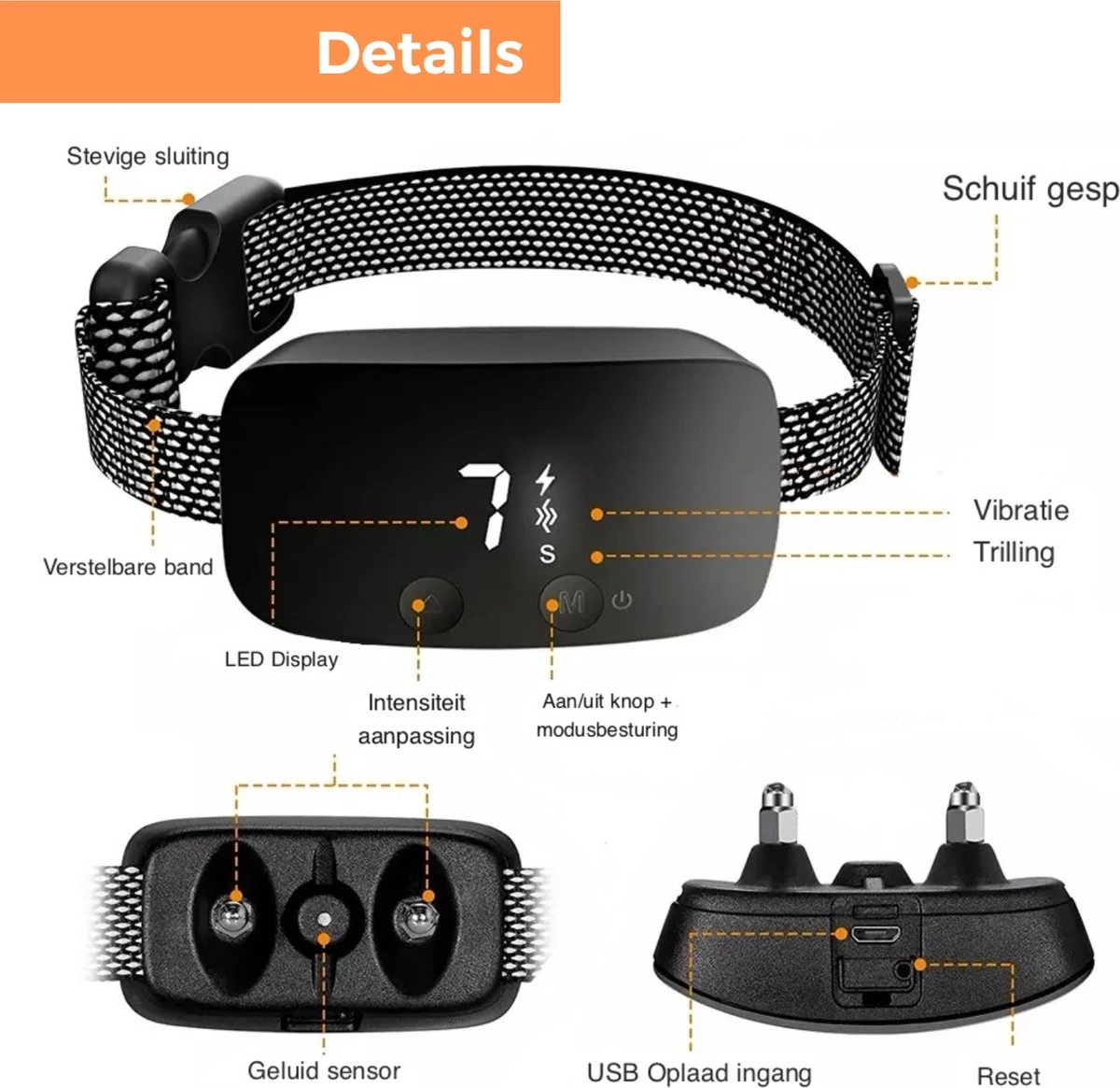 Amaeze Anti Blafband - Opvoedingshalsband Zonder Schok En Diervriendelijk – Blafband Voor Honden – Opvoedingshalsbanden - Voor Kleine En Grote Honden - Antiblafband Zonder Schok Waterdicht - Oplaadbaar - Vibratie En Audio - Afbeelding 2