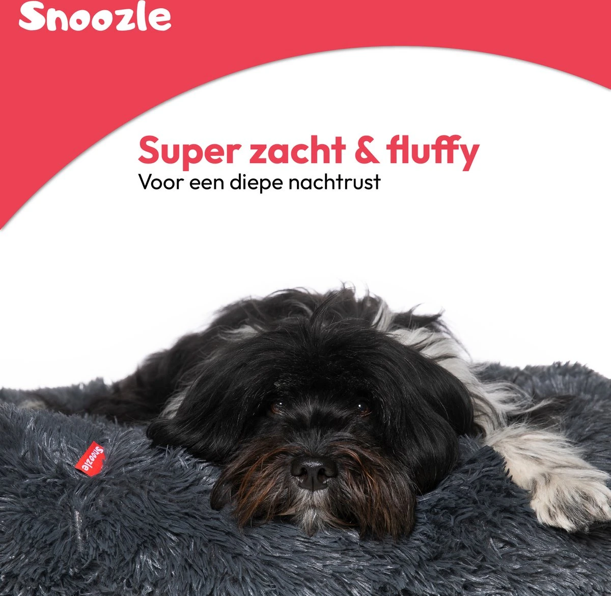 Snoozle Donut Hondenmand - Zacht En Luxe Hondenkussen - Wasbaar - Fluffy - Hondenmanden - 50cm - Grijs - Afbeelding 2