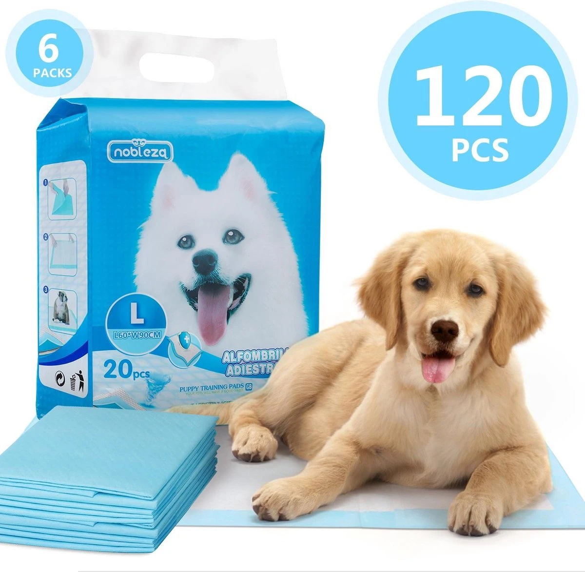 Nobleza 48LXE - Puppy Training Pads - 60 X 90 Cm - Zindelijkheidstraining - 120 Stuks