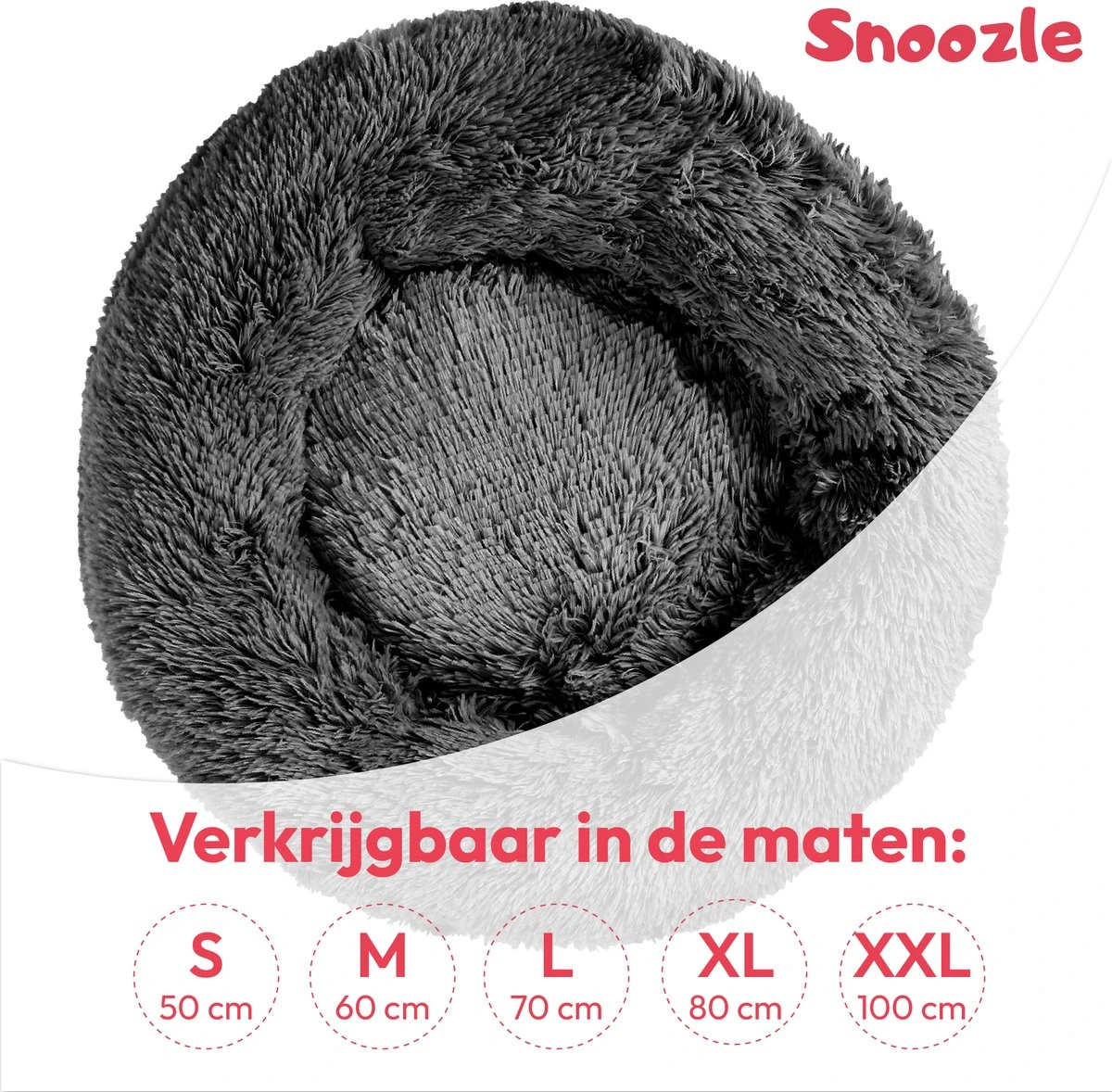 Snoozle Hondenmand - Zacht En Luxe Hondenkussen - Wasbaar - Fluffy - Hondenmanden - 80cm - Grijs - Afbeelding 4