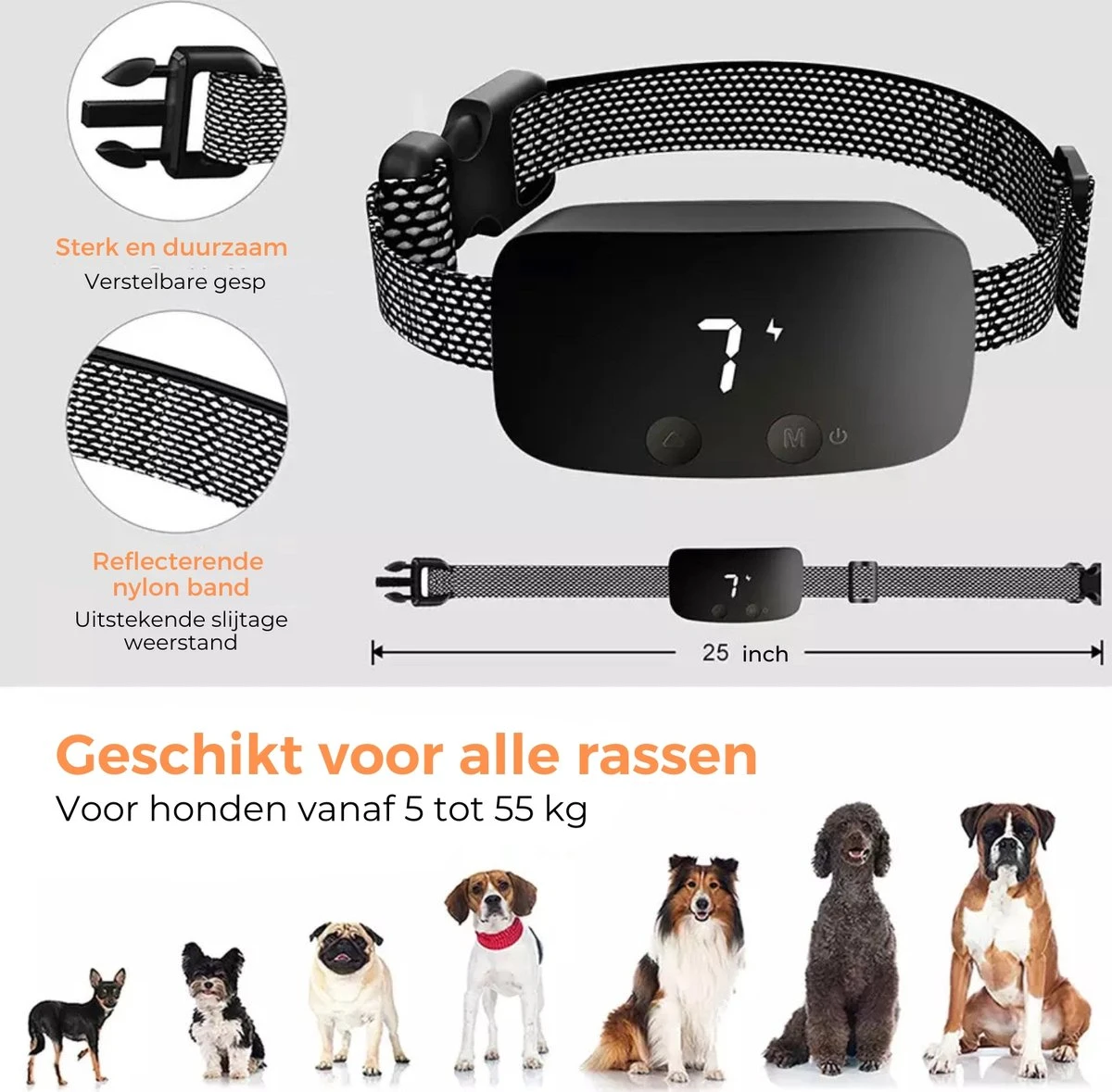 Amaeze Anti Blafband - Opvoedingshalsband Zonder Schok En Diervriendelijk – Blafband Voor Honden – Opvoedingshalsbanden - Voor Kleine En Grote Honden - Antiblafband Zonder Schok Waterdicht - Oplaadbaar - Vibratie En Audio - Afbeelding 3