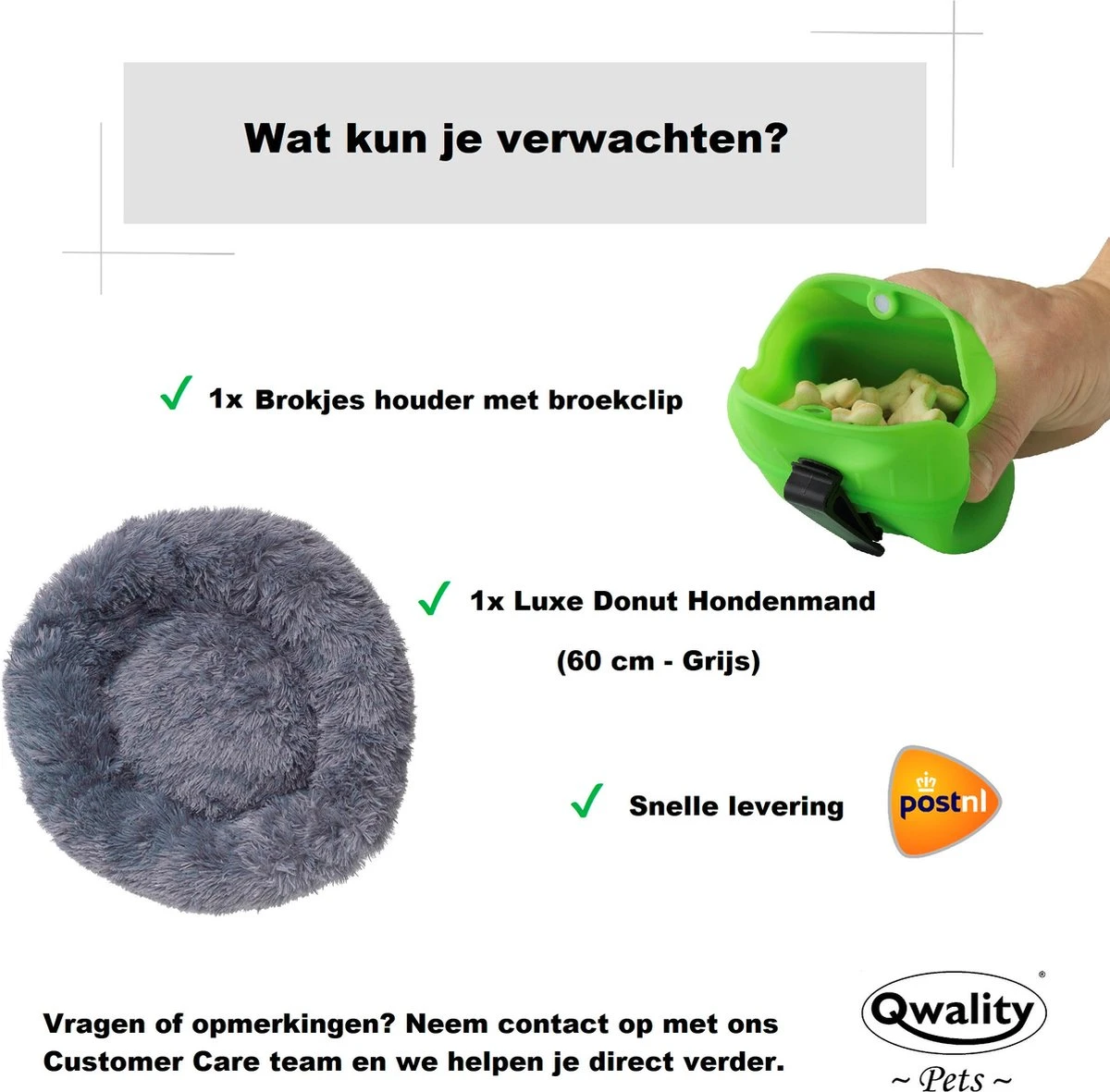 Hondenmand Donut – 60 Cm - Honden Mand – Pluche – Fluffy – Extra Zacht - Hondenkussen – Kattenkussen – Bed - Wasbaar Met Rits – Hondenmanden – Rond – Bank – Grijs - Qwality - Afbeelding 10