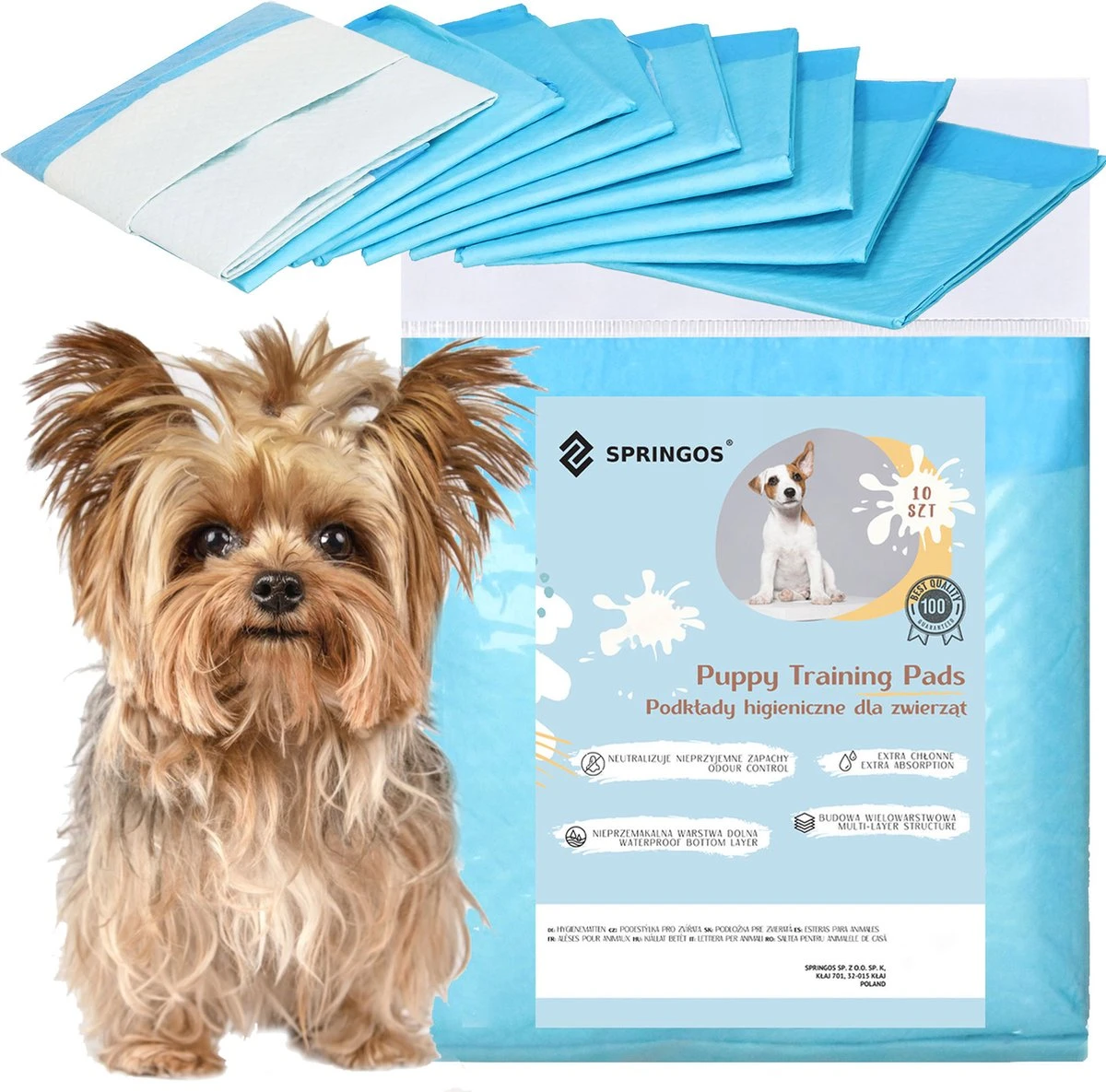 Springos Puppy Training Pads| Plasmatjes Hond | Zindelijkheidstraining | 10 Stuks | 35 X 45 Cm