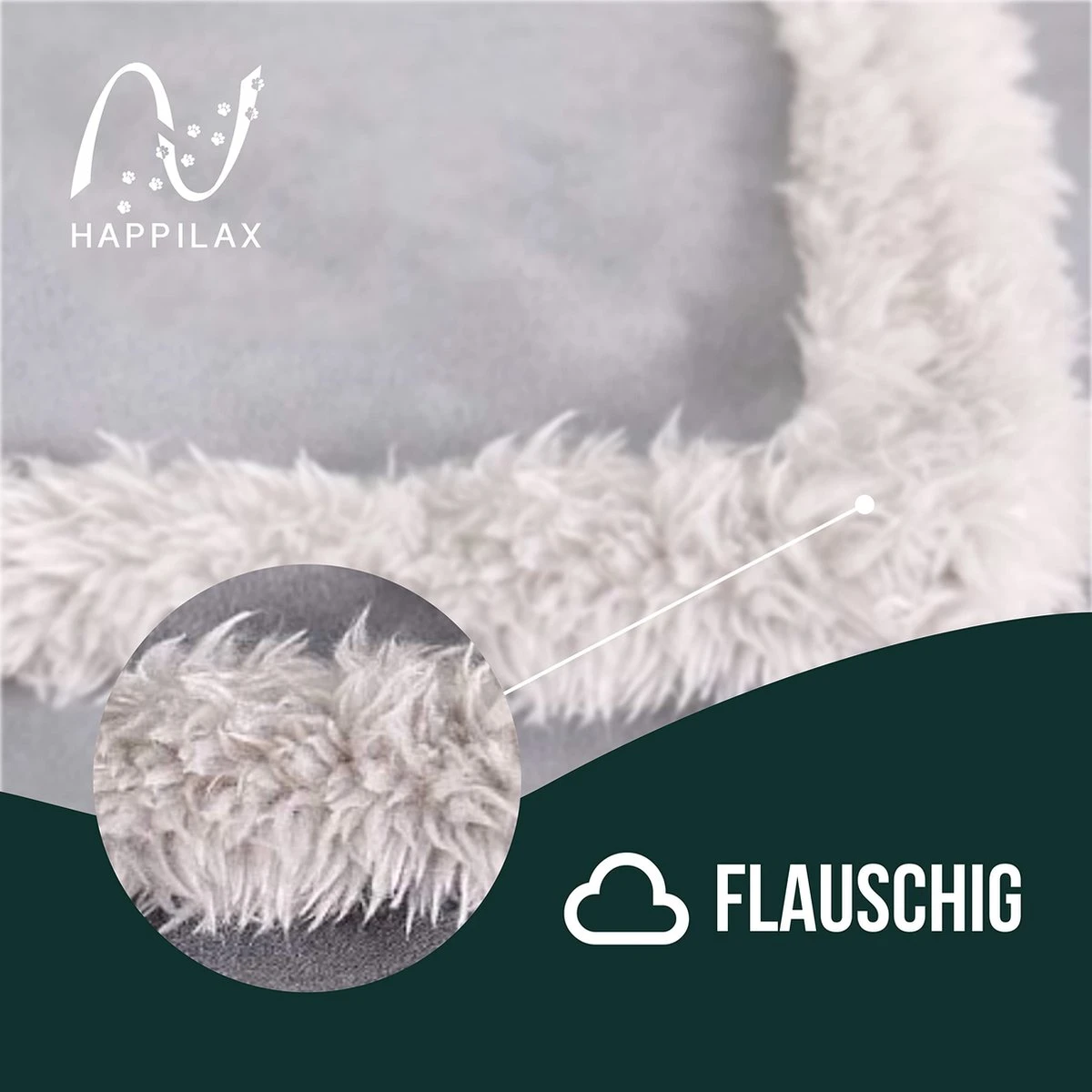 Happilax Fluffy Hondendeken Voor Auto & Bank, Wasbare Hondenmat Voor Op Reis, Grijs, L - Afbeelding 2