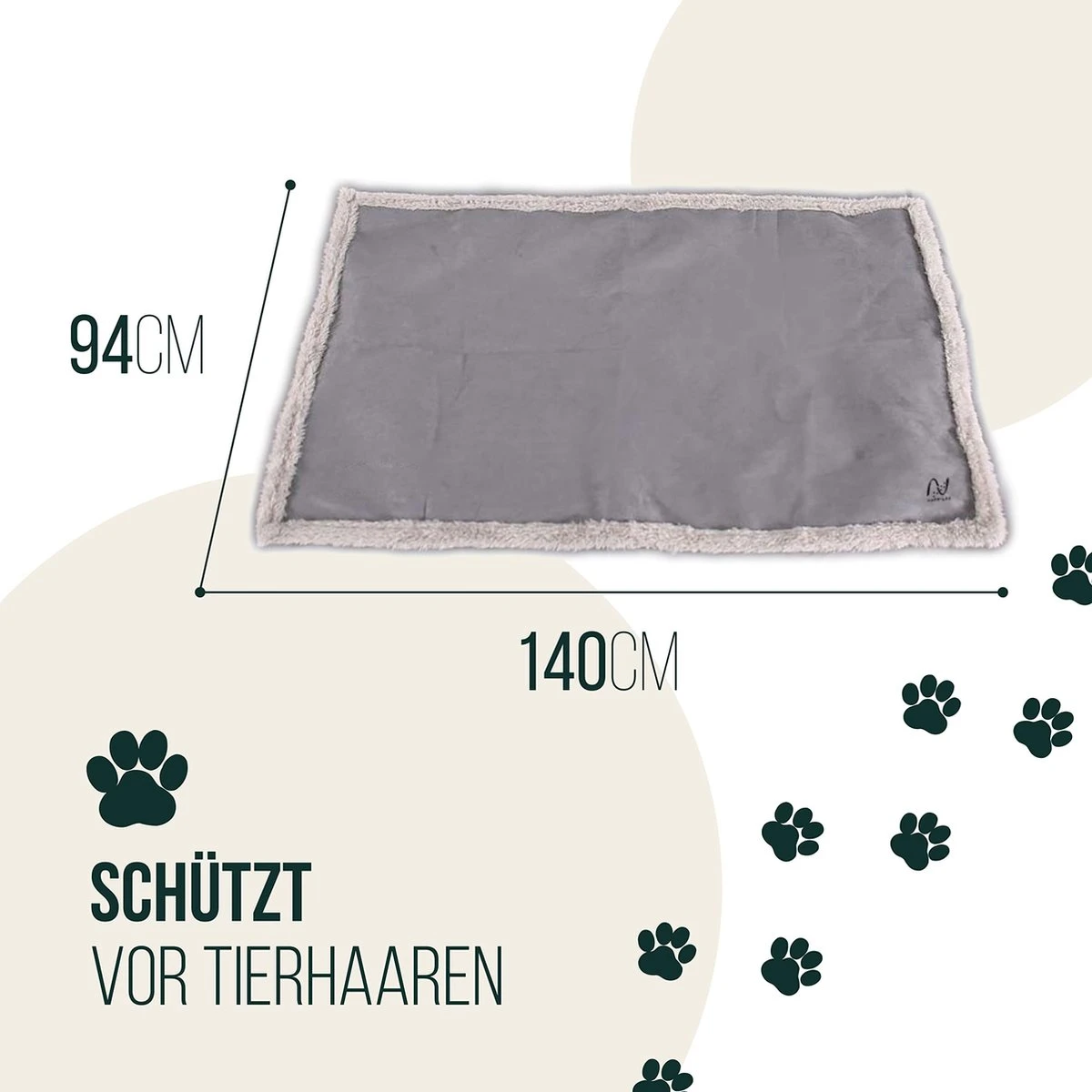 Happilax Fluffy Hondendeken Voor Auto & Bank, Wasbare Hondenmat Voor Op Reis, Grijs, L - Afbeelding 3