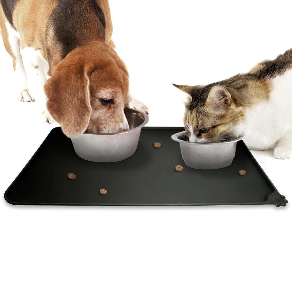 Winkrs - Placemat Voor Voerbak Van Hond Of Kat Huisdieren - Zwart Siliconen Waterdicht