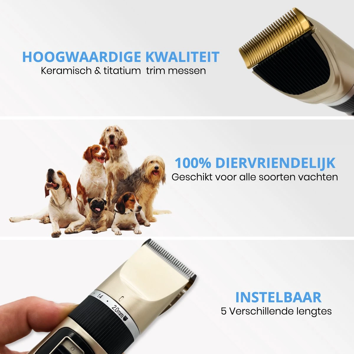 Professionele 2-in-1 Hondentondeuse Voor Dikke Vacht – Draadloze Honden Tondeuse & Hondentrimmer – Stille Tondeuse Katten & Honden Trimset - Afbeelding 7