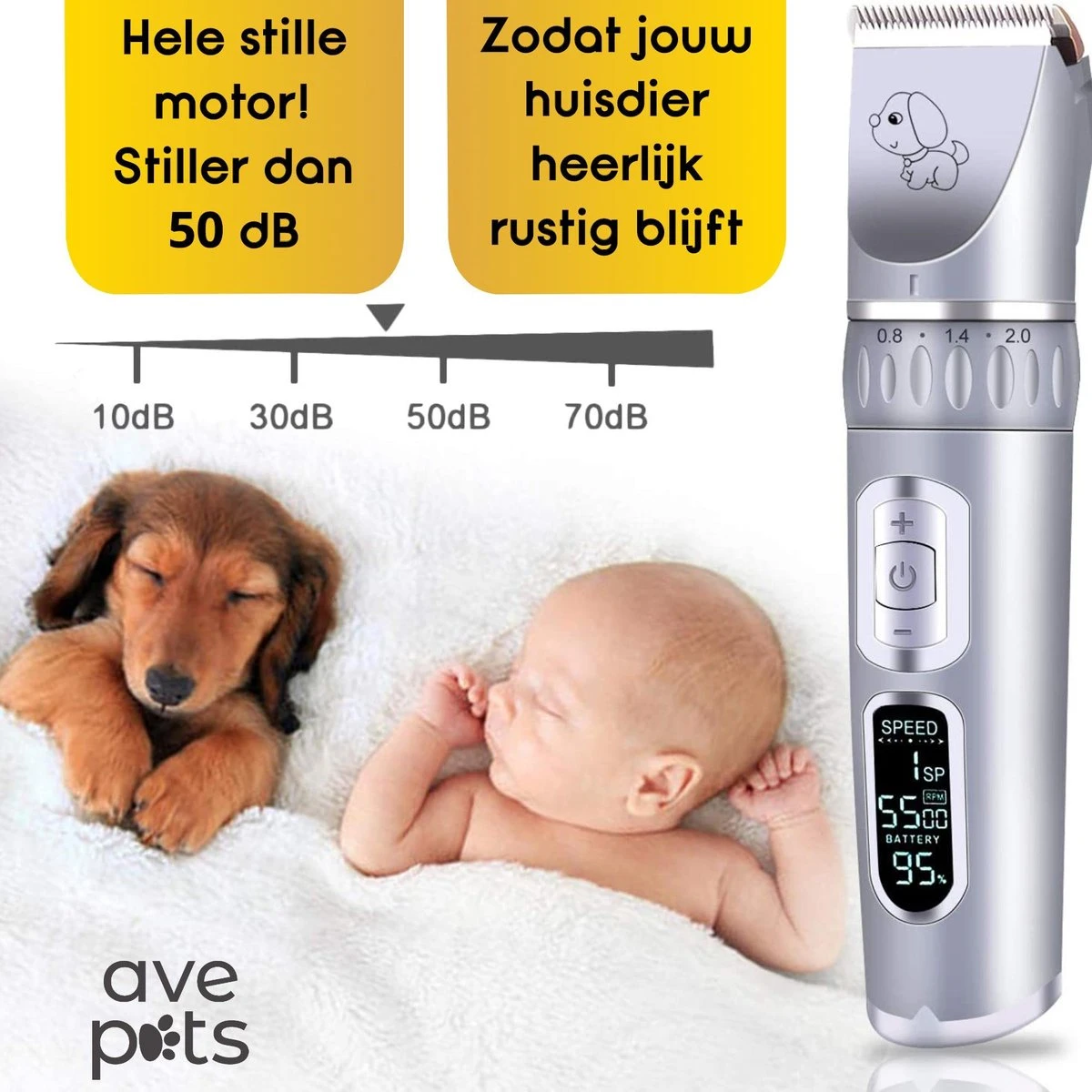 AVE Pets® Volledige Hondentondeuse Set Met Display - Draadloos Tondeuse - Scheerapparaat Voor Je Hond Of Kat - Huisdier Trimmer - Dierentondeuse - Dieren Verzorging - Afbeelding 6