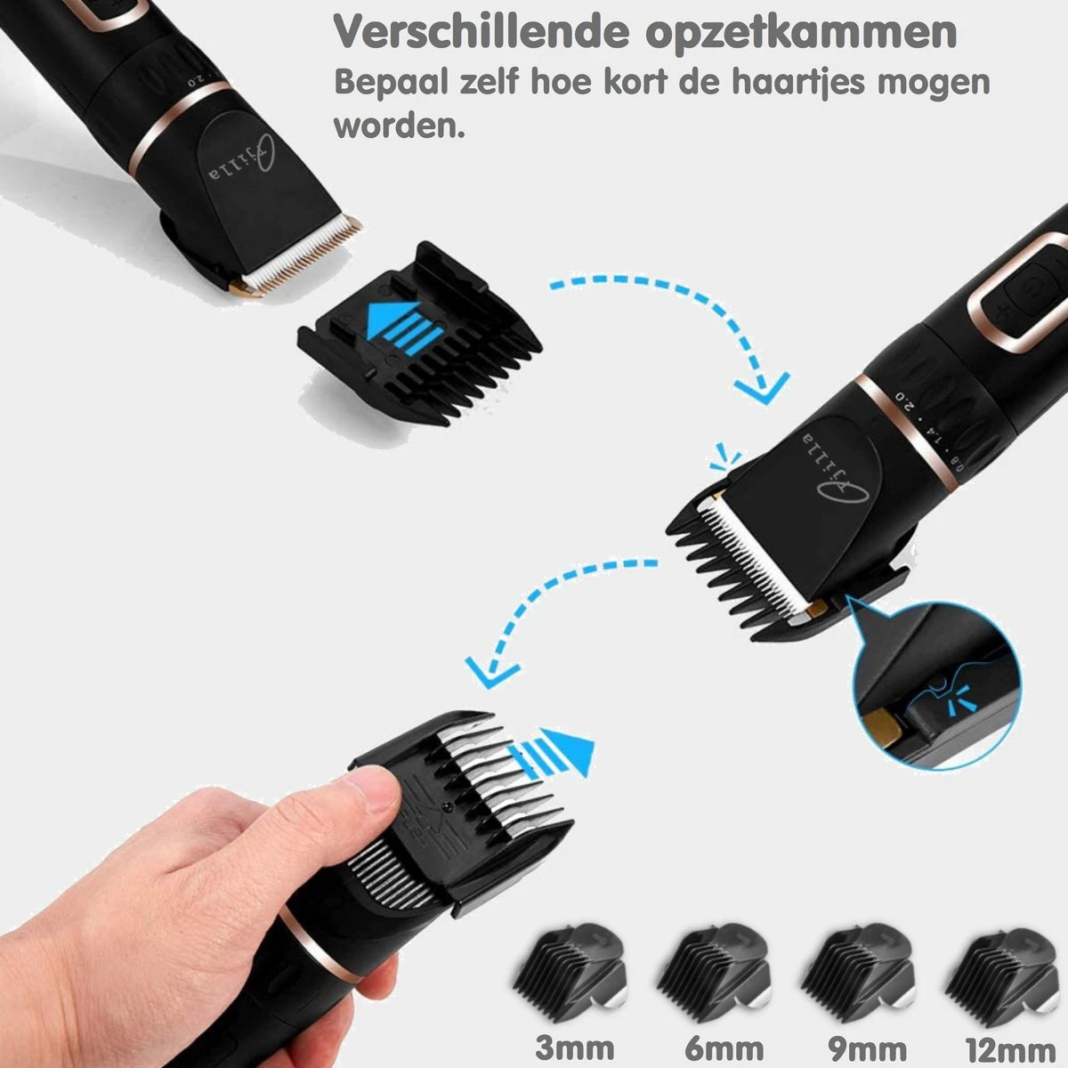 Tjilla Professionele Dieren/honden Tondeuse Set Extra Krachtig - Honden Trimmer - Lang Of Kortharige Huisdieren Katten & Honden - Draadloos - Weinig Geluid - Afbeelding 6