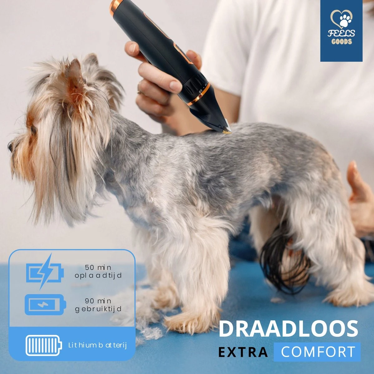 YE™ Professionele Dieren/honden Tondeuse Set Extra Krachtig - Honden Trimmer - Lang Of Kortharige Huisdieren Katten & Honden - Draadloos - Weinig Geluid - Afbeelding 6