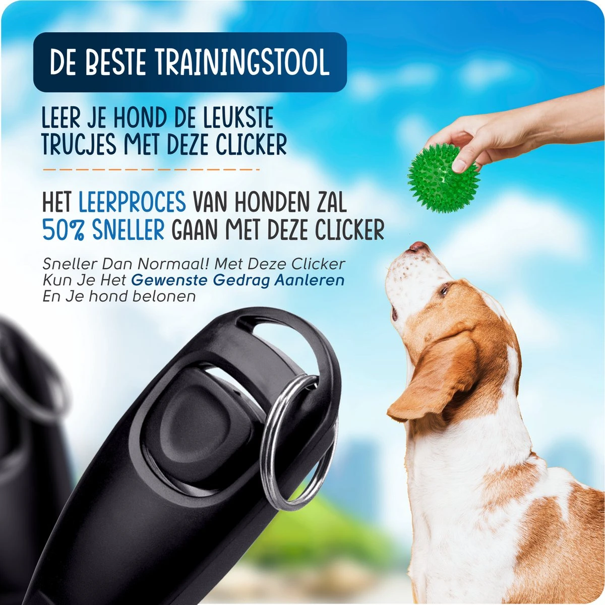 VEDIC® - Luxe Clicker Met Fluit - Clickertraining Voor Honden - Zwart - Bevestigingsring - Fluit - Hondentraining - Afbeelding 2