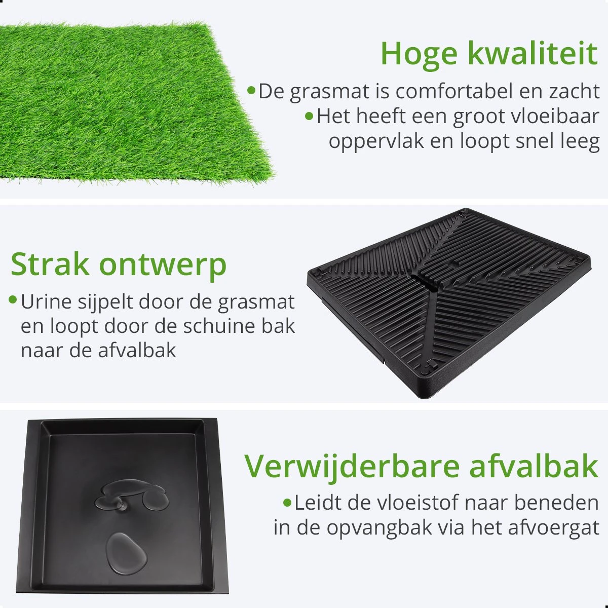 AWEMOZ Hondentoilet Kunstgras - Met 2 Matten En Opvangbak - 64x52x7,5cm - Puppy Pads - Zindelijkheidstraining Hond - Training Pads - Indoor / Outdoor Honden Toilet - Afbeelding 4