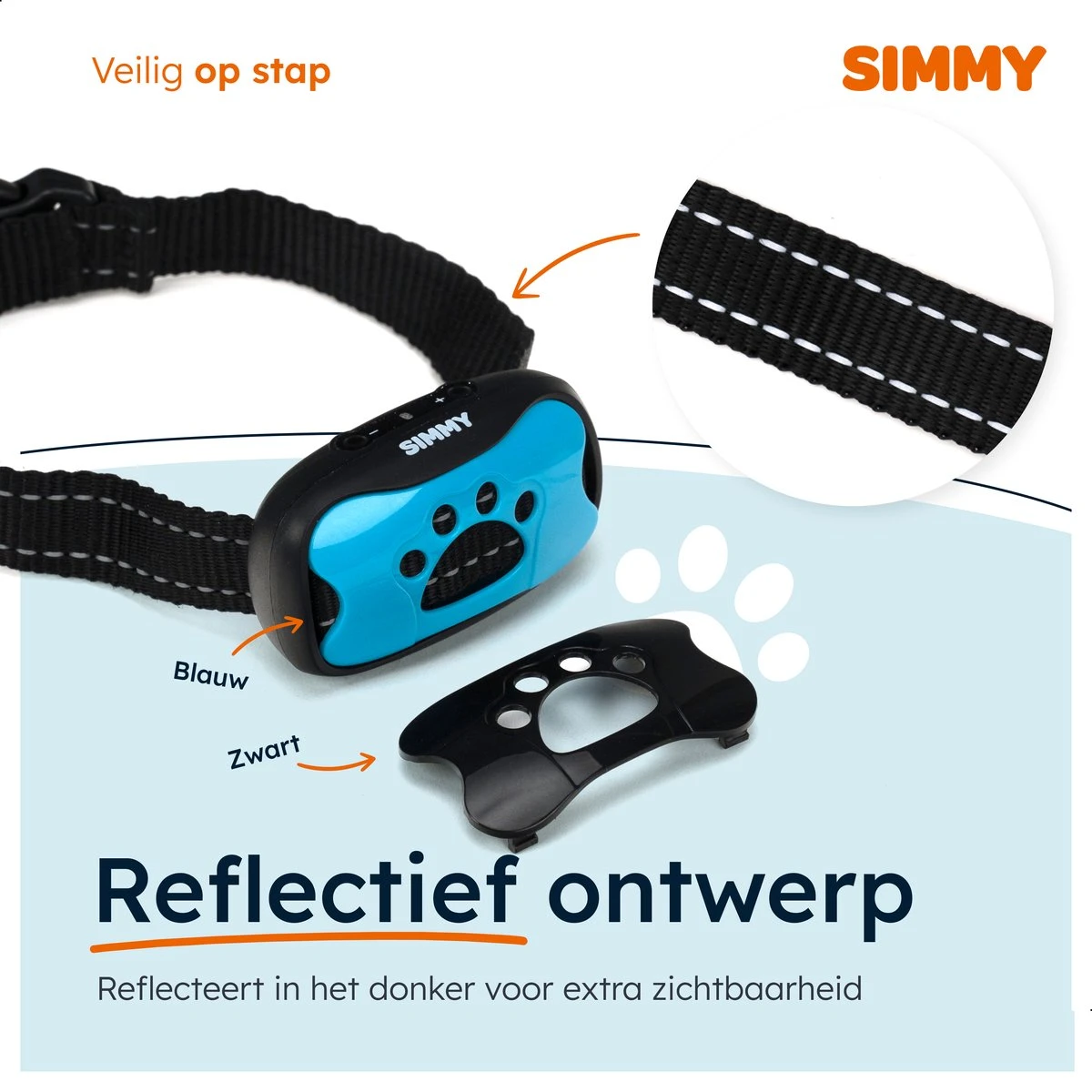 Simmy Anti Blafband - Diervriendelijke Opvoedingshalsband - Zwart En Blauw - Diervriendelijk - Zonder Schok - Anti Blaf Band Voor Grote En Kleine Honden - Afbeelding 3