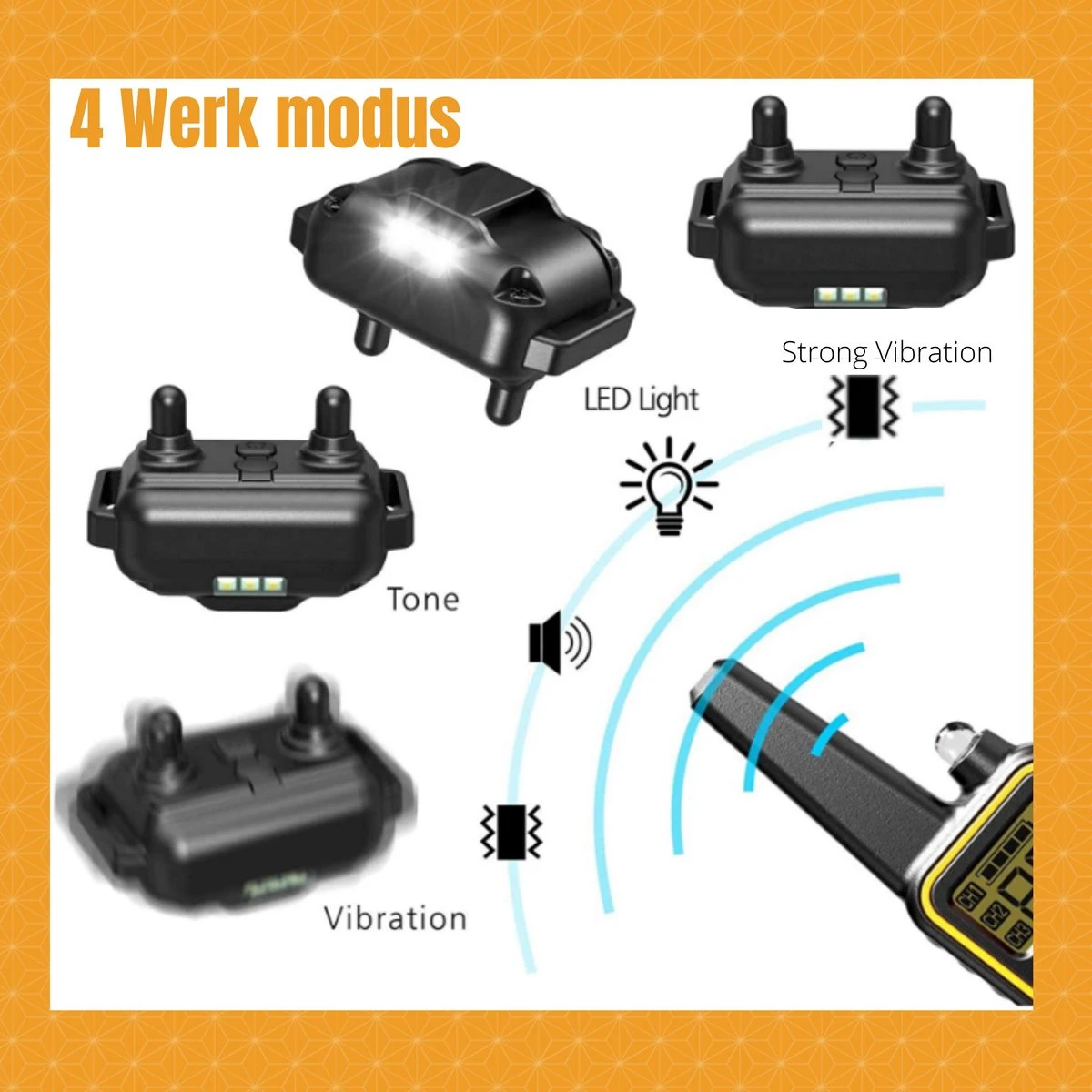 W&Z® Anti Blafband Inclusief Afstandsbediening- 3-60KG - Diervriendelijk - Zonder Schok - Vibratie/Audio/Licht - Anti Blaf Band - Water Bestendig - Afbeelding 5