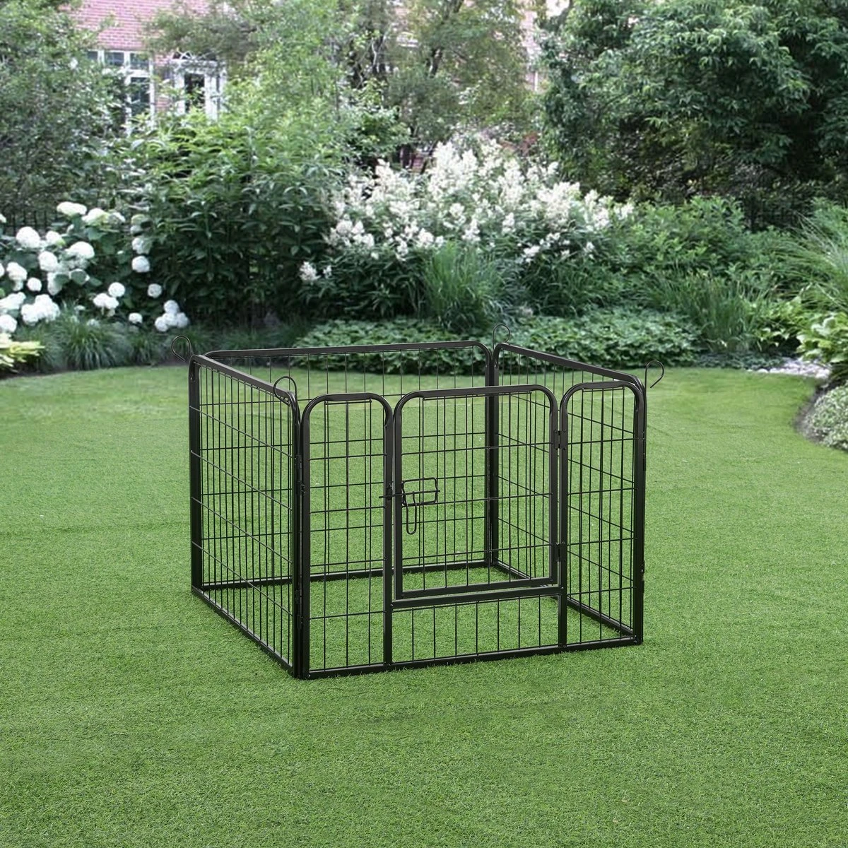 ACAZA Hondenren In 4 Panelen - Hondenkennel - Met Deur - 60 Cm Hoog - Zwart - Afbeelding 7