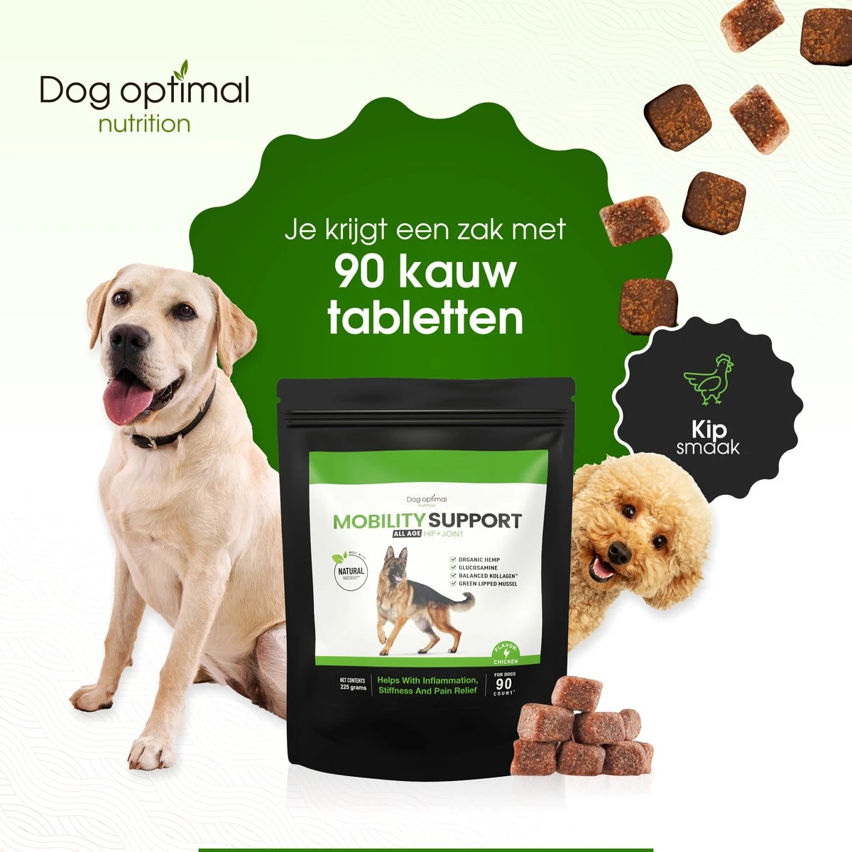 Dog Optimal Gewricht Supplement 90 Stuks - Mobility - Glucosamine Hond - Artrose - Heupdysplasie - Gewrichten - Hondensnacks - Hondenkoekjes - Hondensupplementen - Honden - Puppy - Hondenvoeding - Mankheid - HD - ED - Afbeelding 8