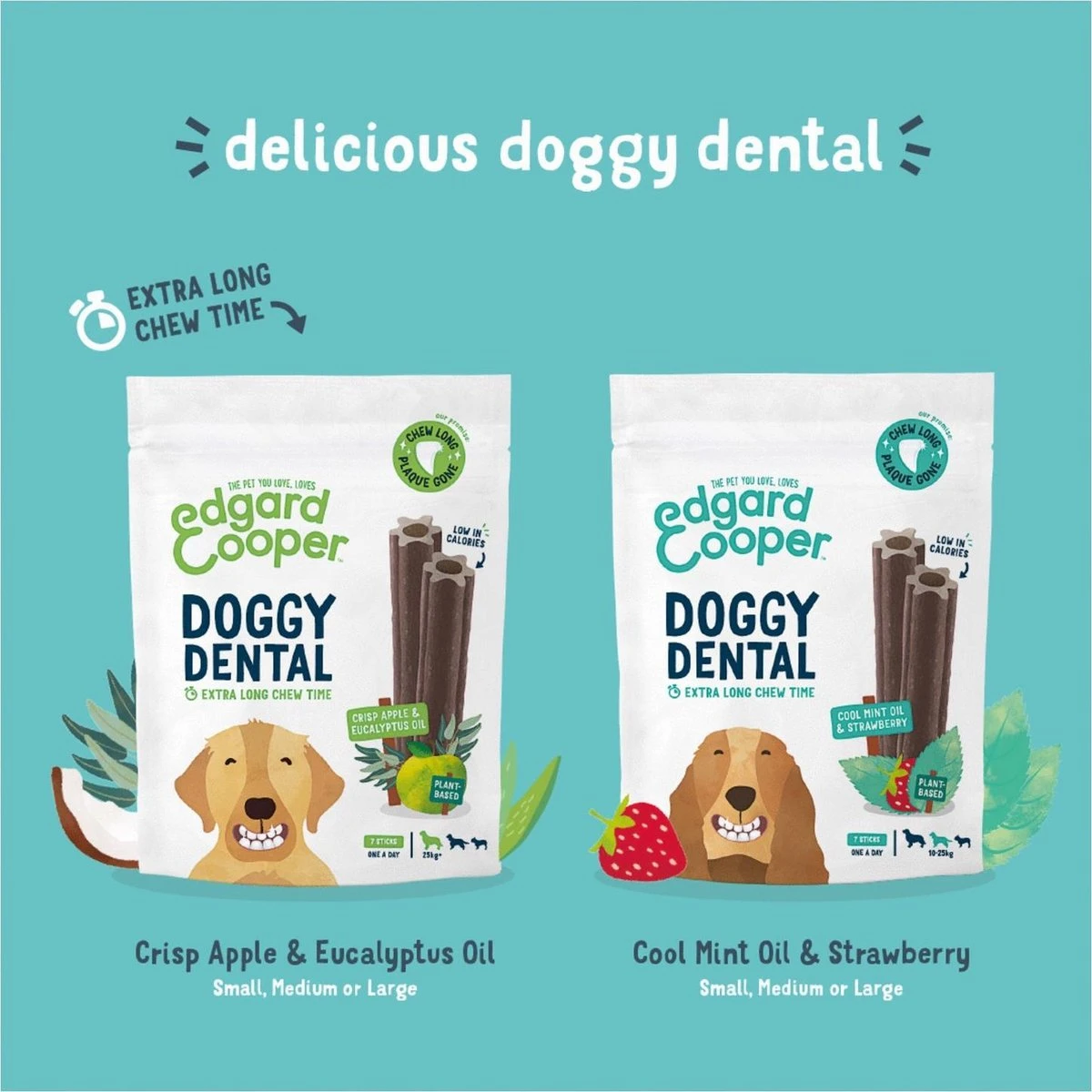 Edgard & Cooper Doggy Dental Sticks Appel - Eucalyptusolie Medium - Afbeelding 6